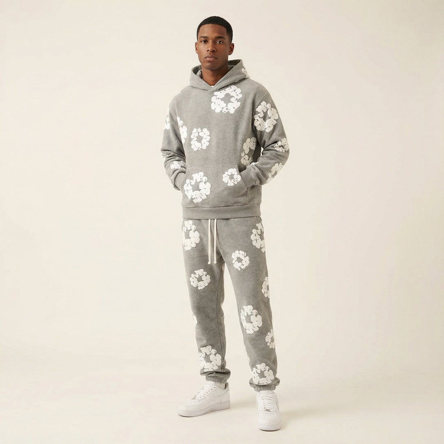 Heren Trainingspak Comfortabel Bloemenprint Sportoutfit