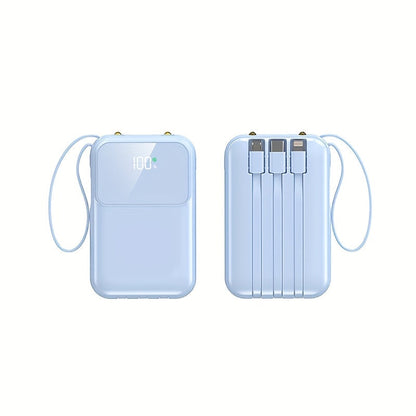 Draagbare Powerbank 10000mAh Snelladen met LED-display en Kabels