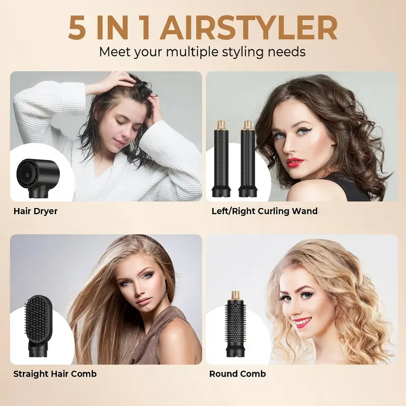 Haarstyling Set 5-in-1 Föhn Krultang Steilborstel Compleet