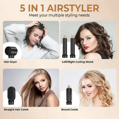 Haarstyling Set 5-in-1 Föhn Krultang Steilborstel Compleet