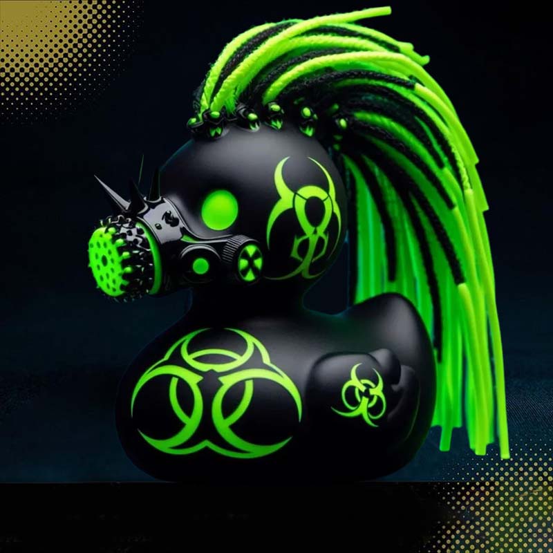 Cyberpunk Eend Ornament Donker Futuristisch Design