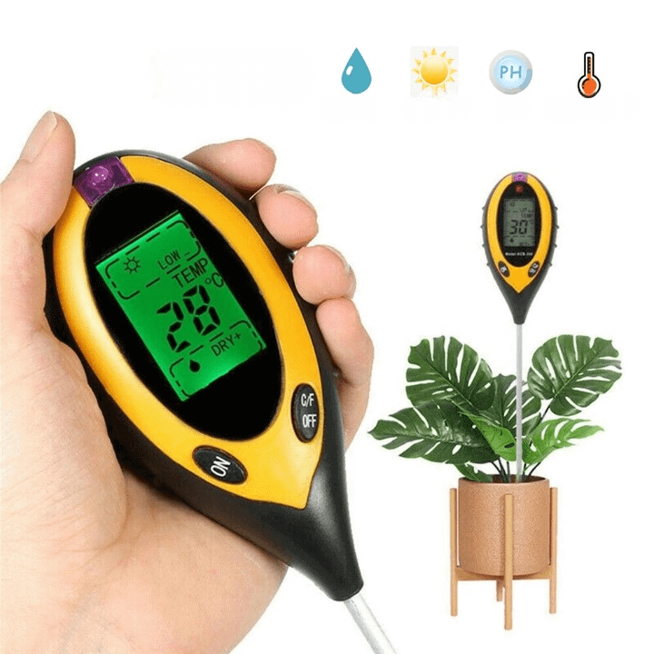 Bodemanalysator 4-in-1 met pH, Vochtigheid, Temperatuur en Lichtmeting - Velinix