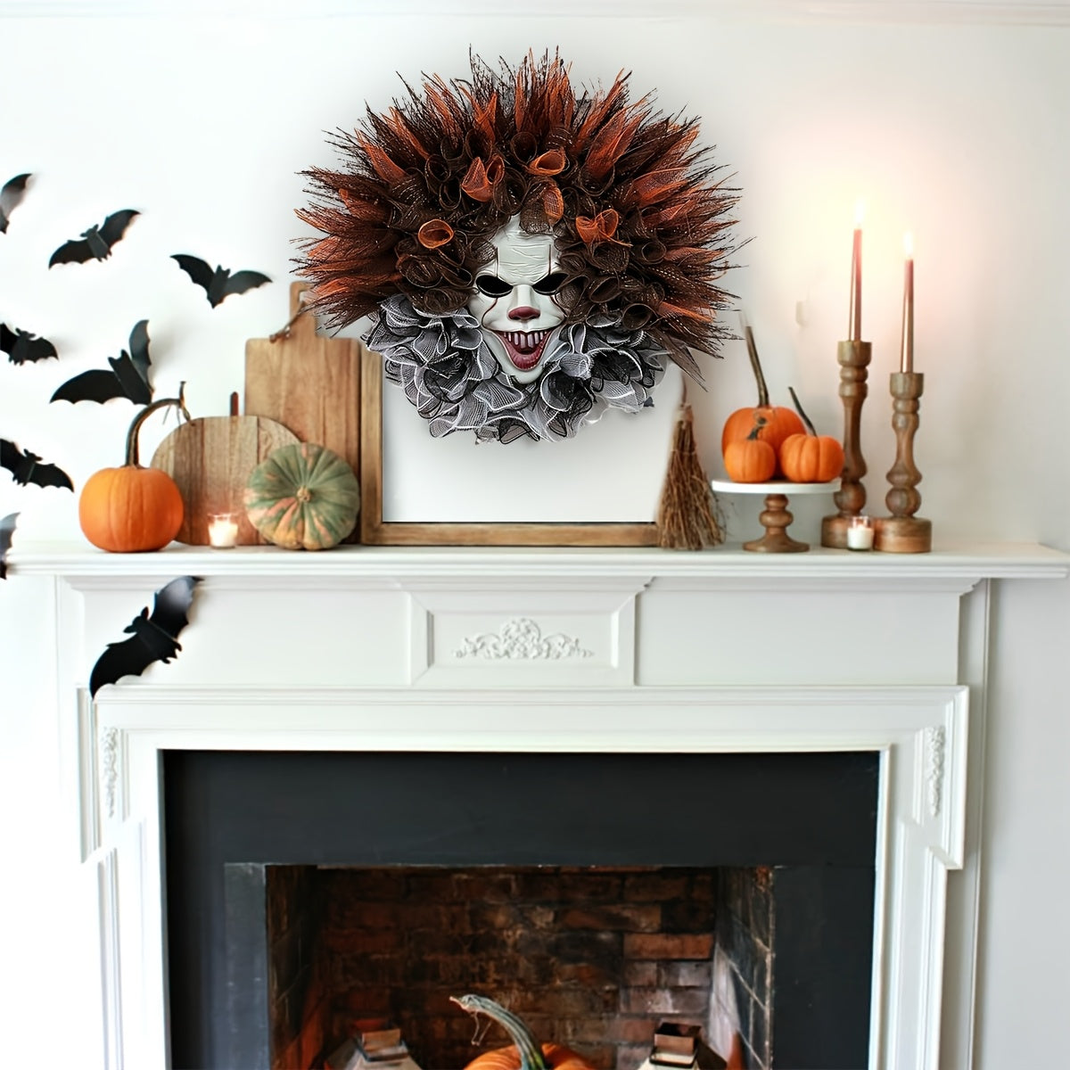Halloween Krans Clown Eng Griezelig Mesh Decoratie