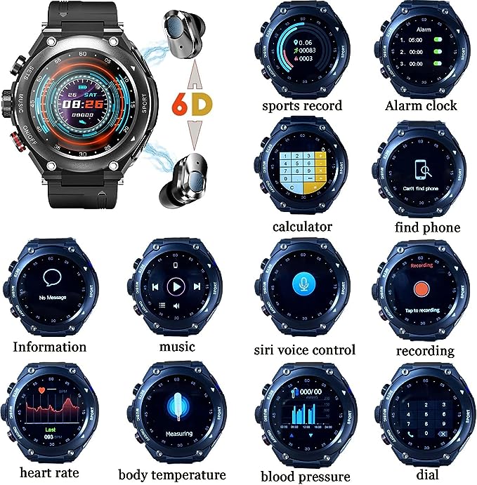 Smartwatch met Oortjesopslag en Bluetooth