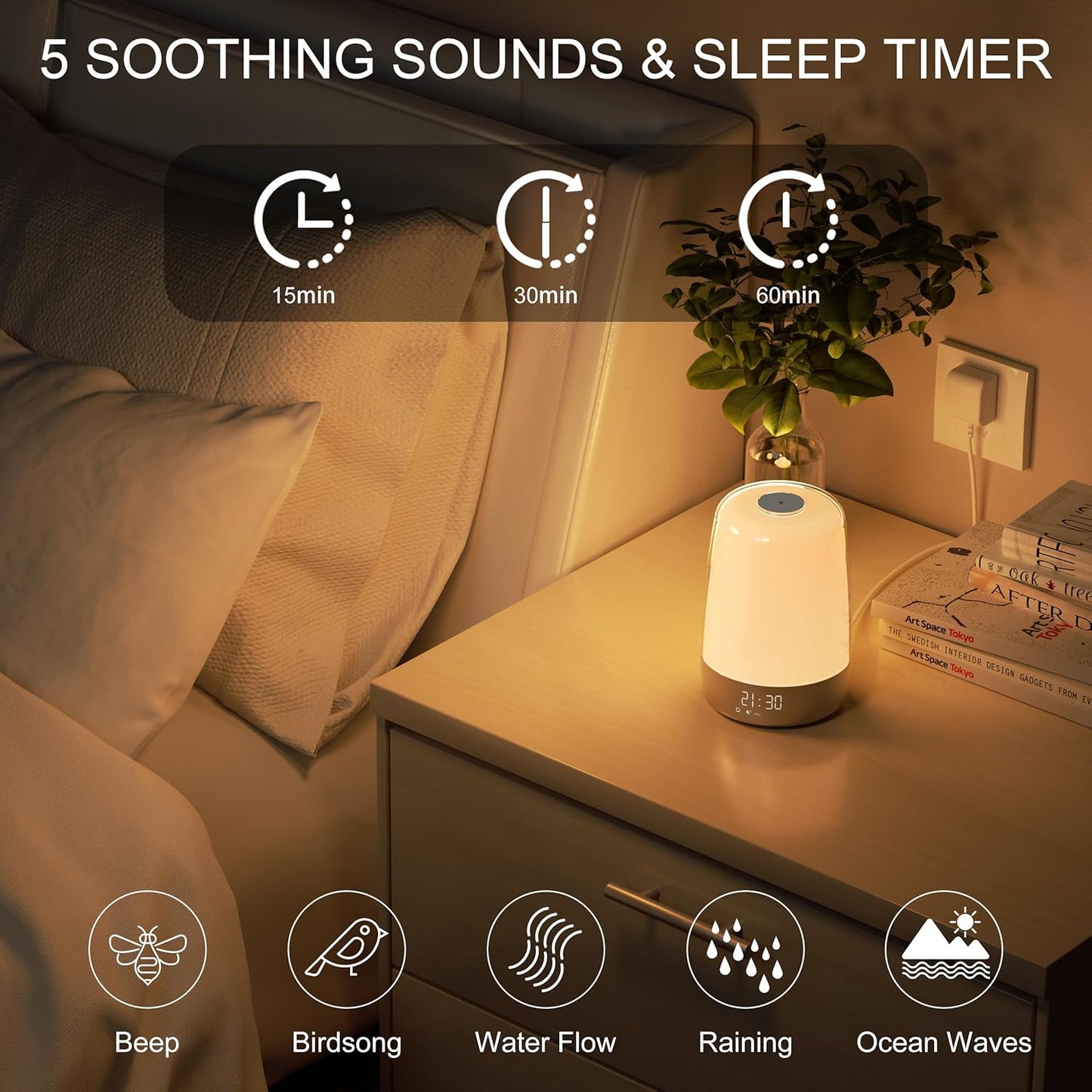 Wake-Up Light met Zonsopgang en Zonsondergang Simulatie USB-C