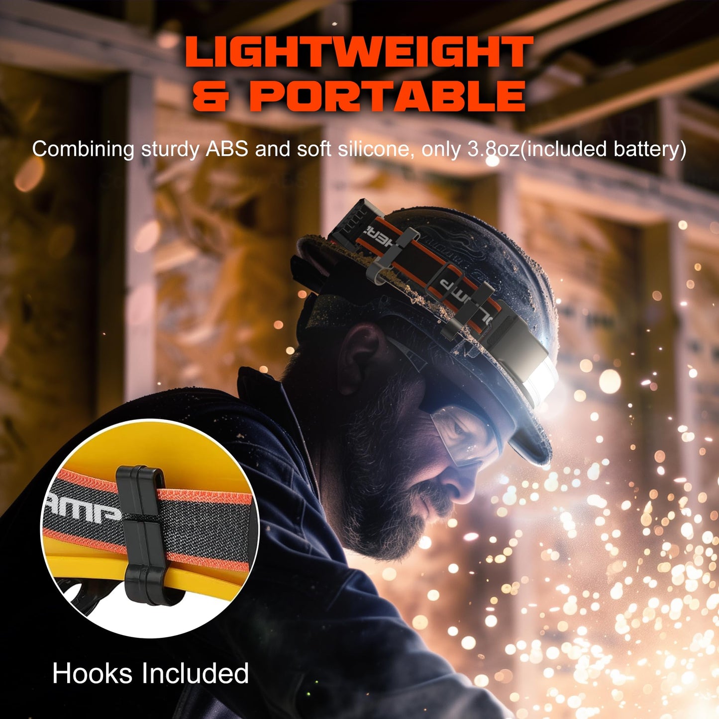Oplaadbare Hoofdlamp 1000 Lumens Waterdicht Oranje 2-Pack