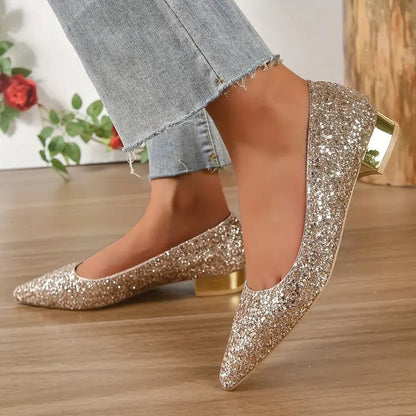 Glitter Schoenen Lage Hak Feestelijke Dameschoenen