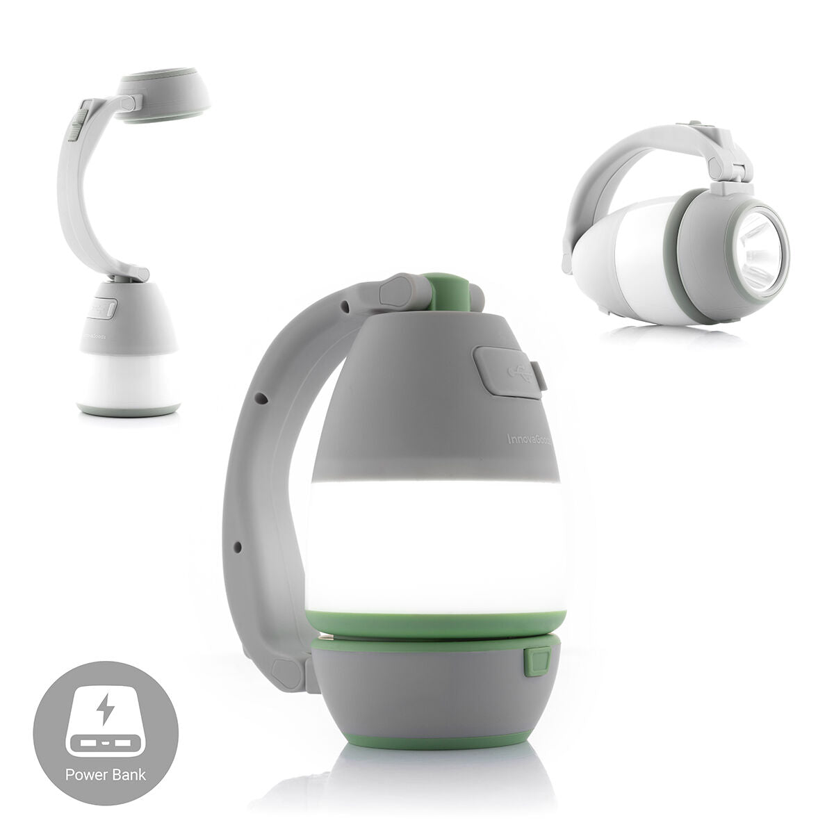 Kampeerlamp Oplaadbaar met Powerbank en Zaklamp 3-in-1