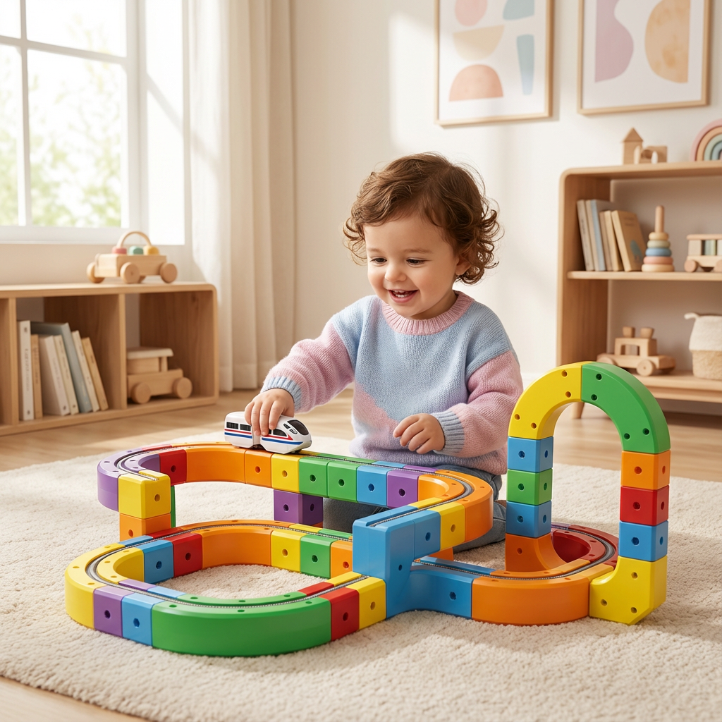 Kleurrijke Houten Blokken Spoorbaan Speelgoed voor Kinderen - Velinix