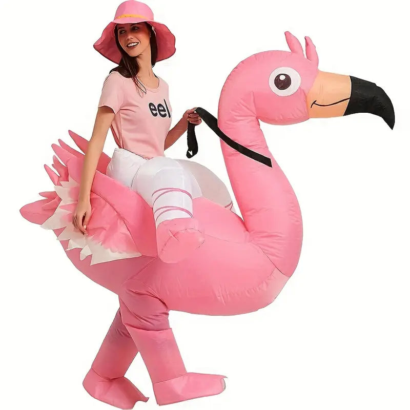 Opblaasbaar Flamingo Kostuum Grappig voor Feesten en Carnaval