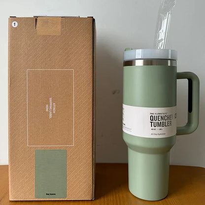 RVS Reisbeker 40oz Isolatiebekertje Met Handvat en Rietje