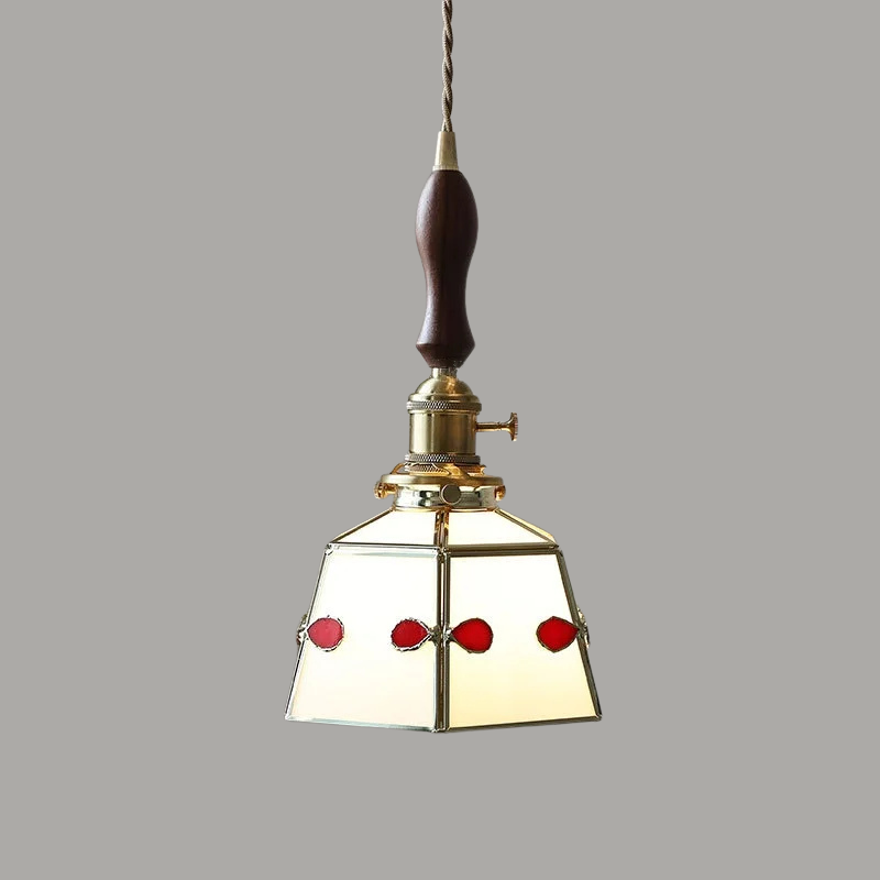 Elegante Hanglamp van Walnoothout en Glas