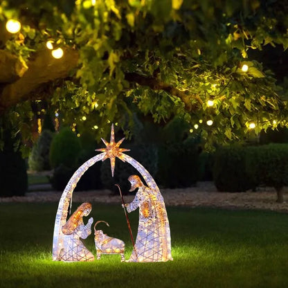Kerstornament LED Verlicht Heilige Familie voor Tuin en Terras