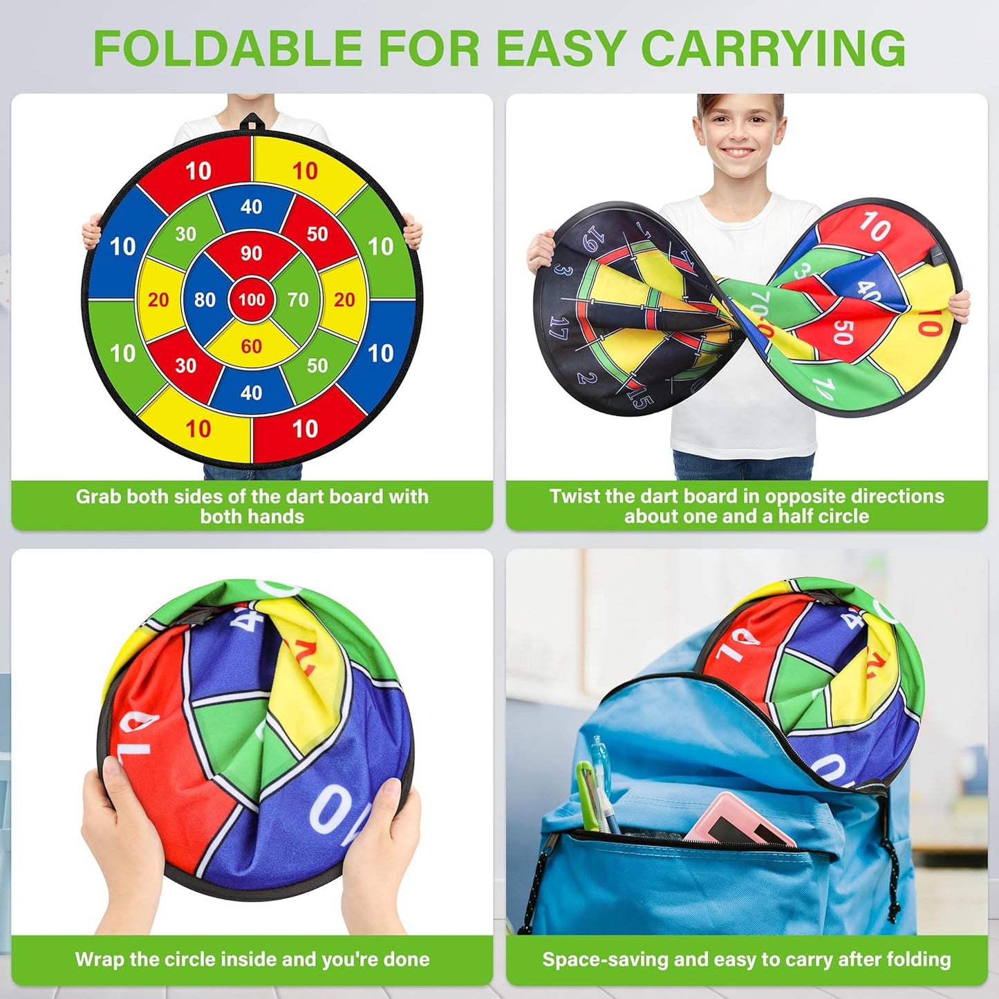 Dartbord voor Kinderen Dubbelzijdig Speelbord Leer en Speel