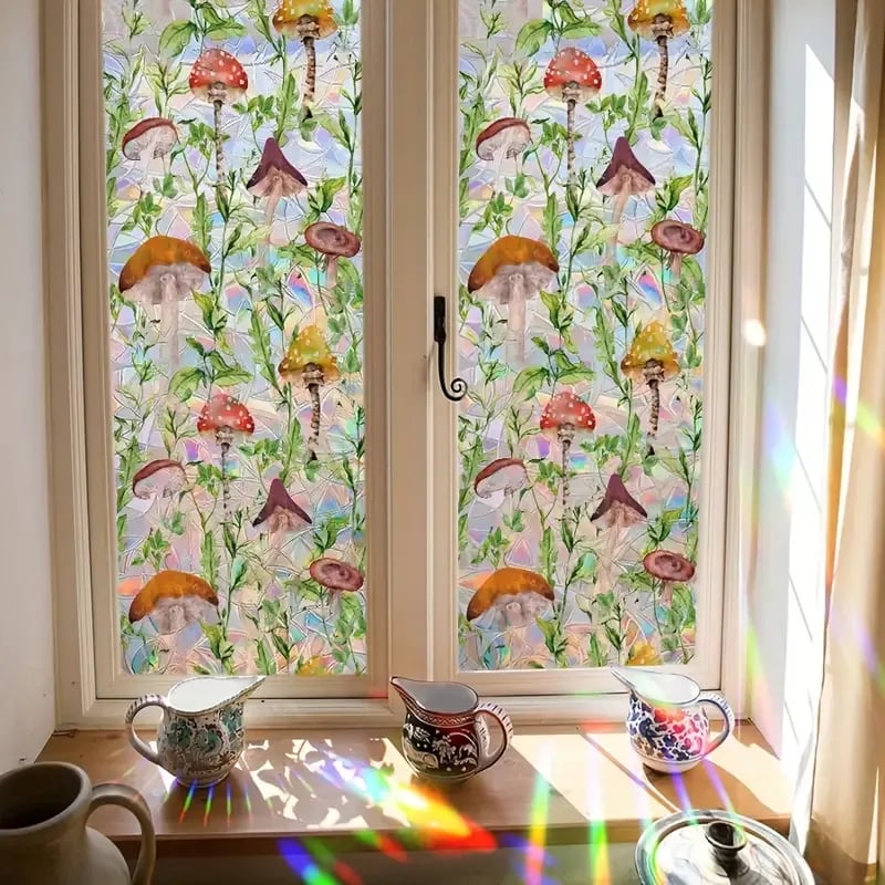 Prismatische Bloemen Raamfolie Zelfklevend Zonneblokkering voor Thuis en Kantoor