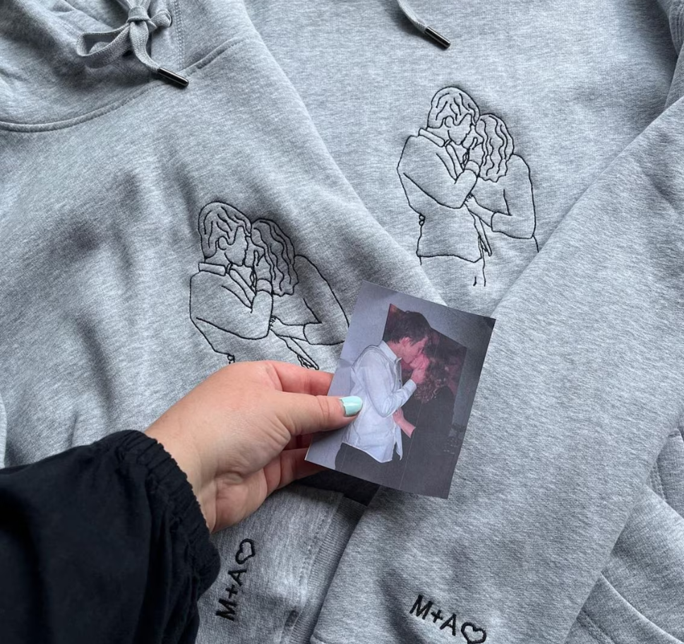 Geborduurde Sweatshirt Persoonlijk Portret Familie Koppels Hoodie - Velinix