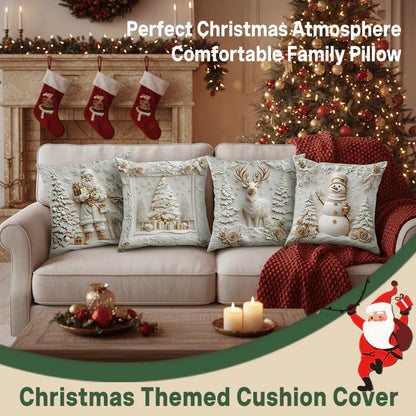 Kerst Decoratieve Hoezen Set van 4 Stuks 3D Design