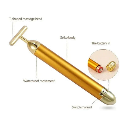 Gezichtsmassage Roller 24K Goud Elektrisch voor Stralende Huid
