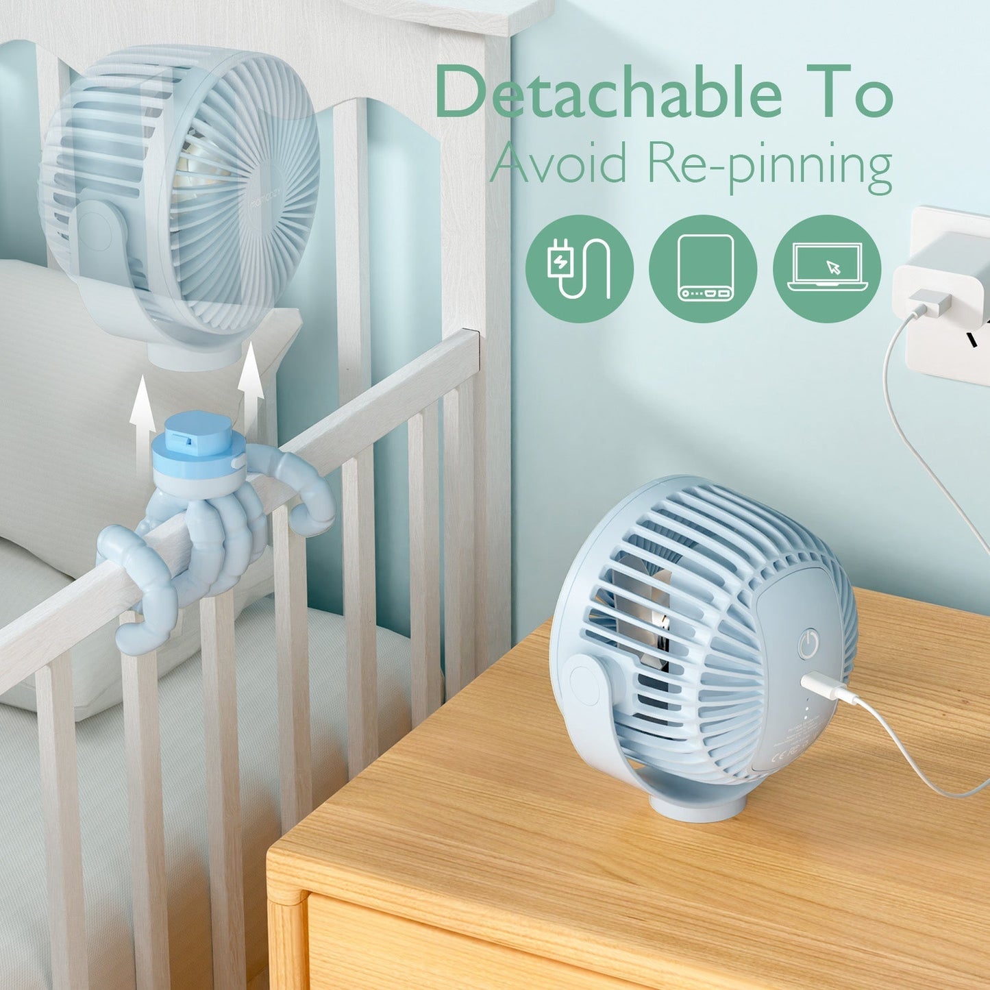 USB Reizen Handventilator Oplaadbaar Klein en Licht