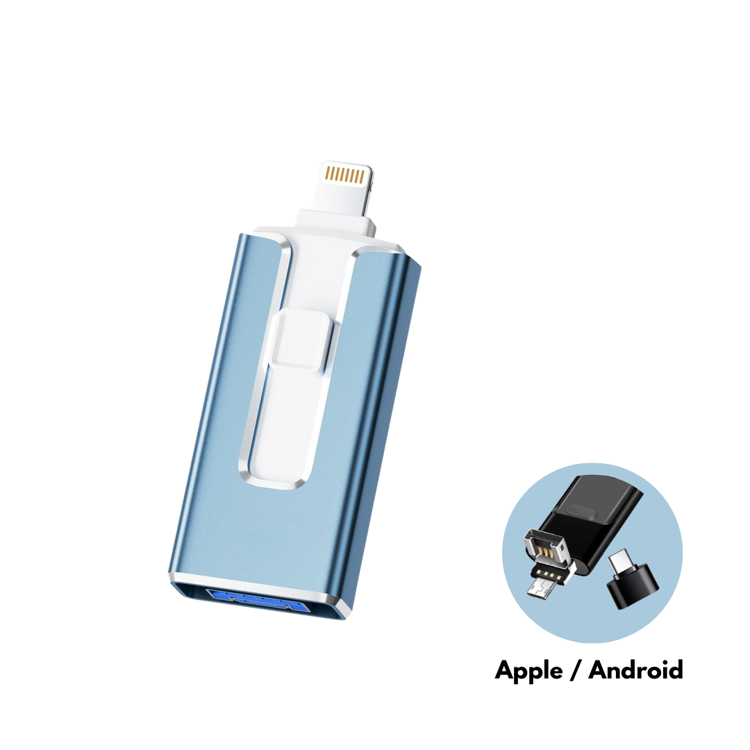 USB Backup Stick 4-in-1 voor Telefoon en Computer
