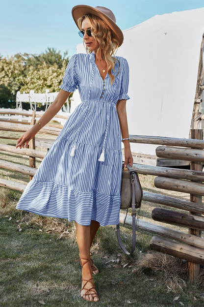 Emily™ – Vrouwen Midikleed V-Hals Ademend Comfort met Elastische Taille-3