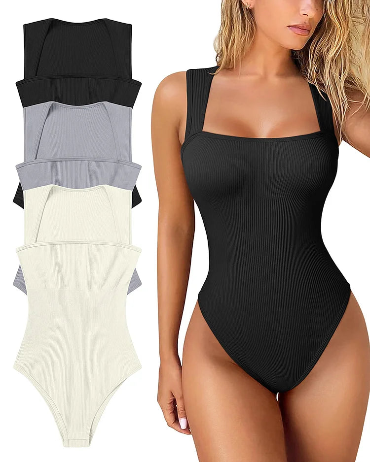 Chic Bodysuit Ribbel Ribbelpatroon Zelfverzekerd Maatkleding
