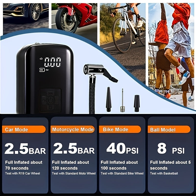 Draagbare Luchtcompressor met Digitaal Display en LED Lamp