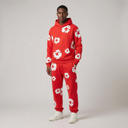 Heren Trainingspak Comfortabel Bloemenprint Sportoutfit