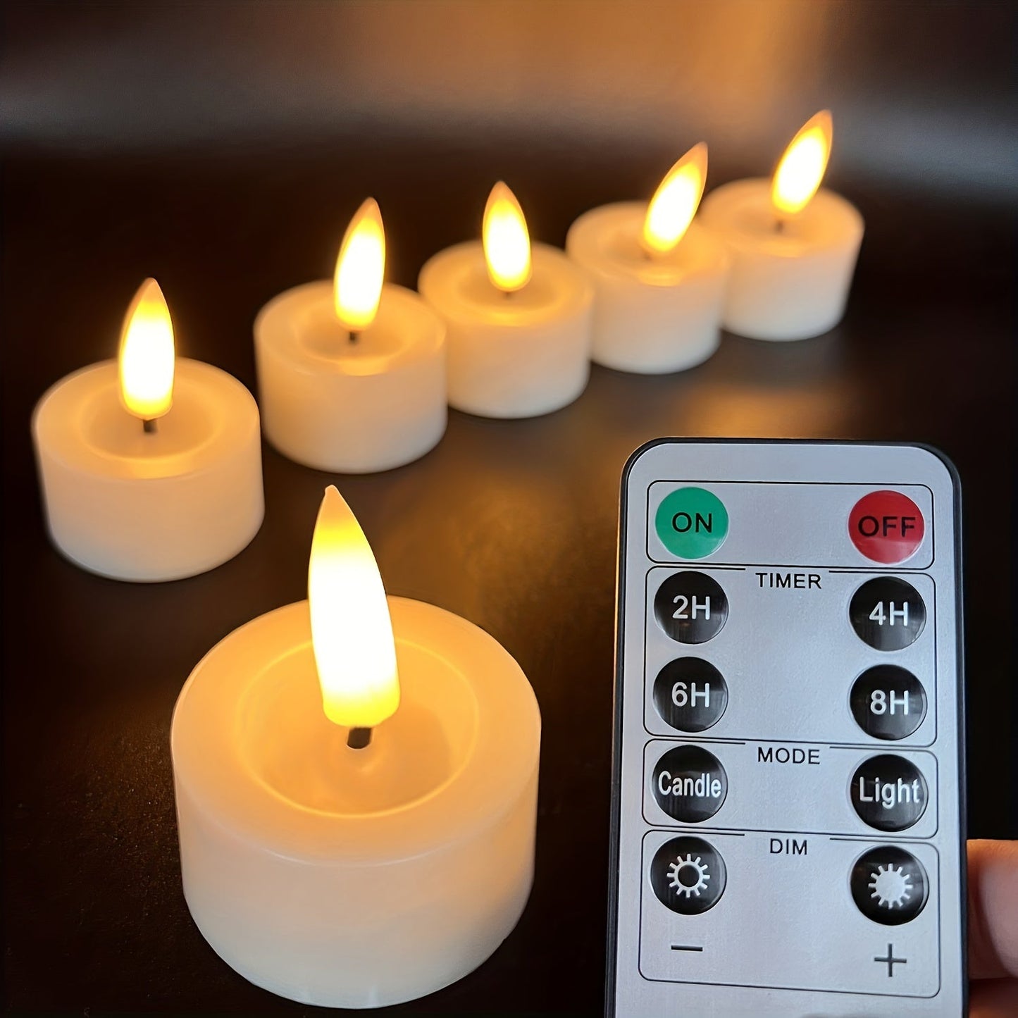 Theelichtjes Set van 6 met Afstandsbediening Flikkerend Sfeerlichtjes
