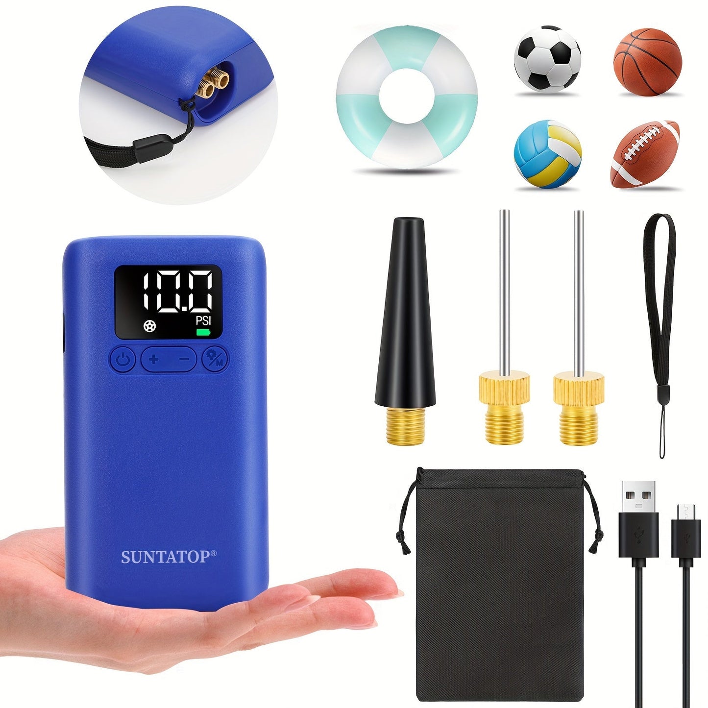 Voetbalpomp Elektrisch Automatisch met LED Lamp 20 PSI - Velinix