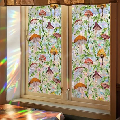 Prismatische Bloemen Raamfolie Zelfklevend Zonneblokkering voor Thuis en Kantoor