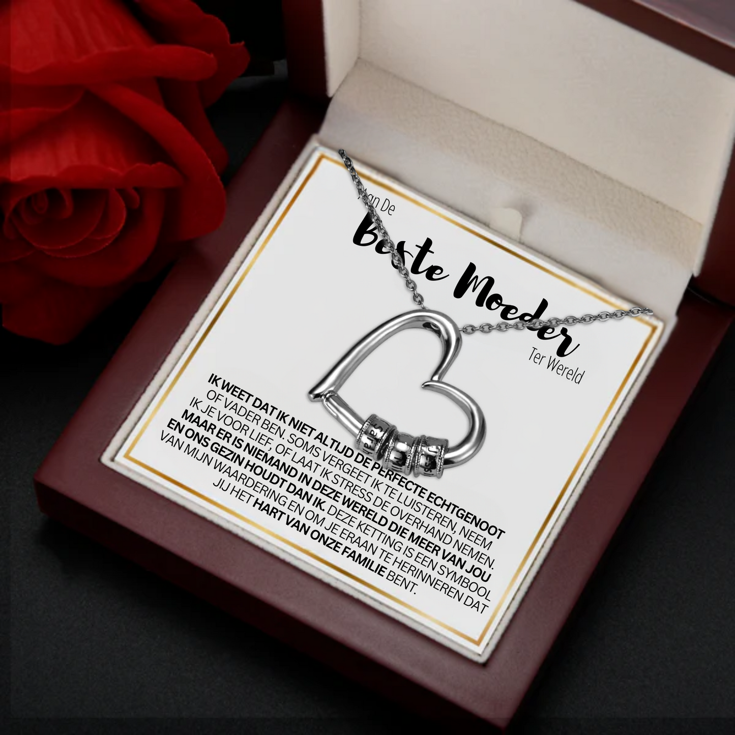 Liefdesketting met Gegraveerde Hanger Mooie Moederdag Geschenk
