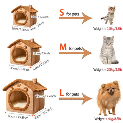Opvouwbaar Kattenhuisje - Wasbaar Huisdierenbed voor Katjes en Kleine Honden