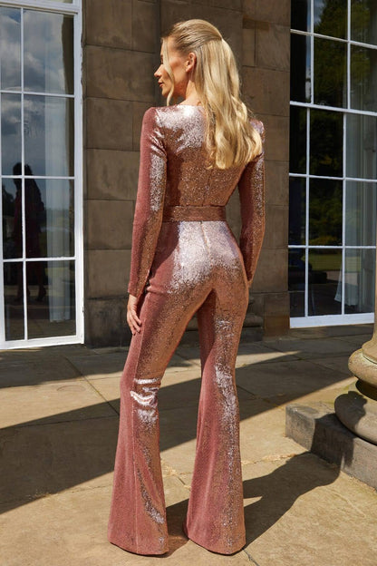 Glitter Jumpsuit Vrouw Glamoureus Feestkleding