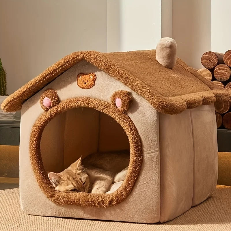 Opvouwbaar Kattenhuisje - Wasbaar Huisdierenbed voor Katjes en Kleine Honden