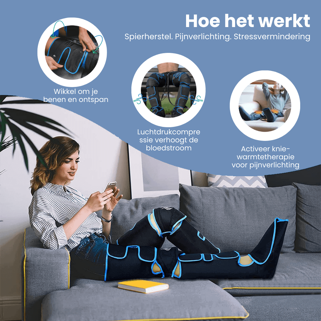 Beenmassage Apparaat 360° met Warmte voor Actieve Benen