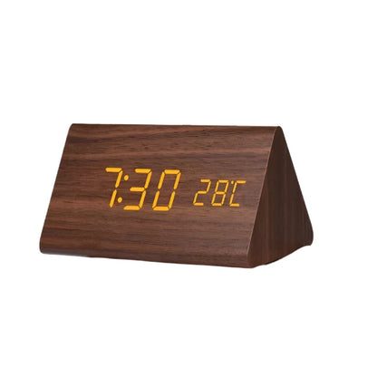 LED Wekker met Houten Look en Temperatuurweergave