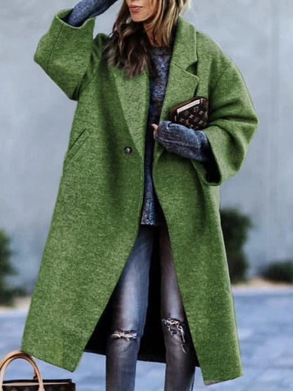 Damen Mantel Lang met Reverskraag voor Herfst en Winter