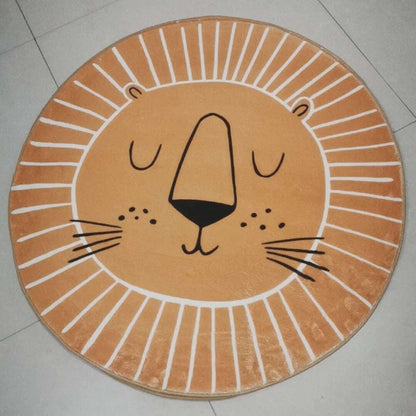 Kinder Vloerkleed Ronde Leeuw Zacht Plush 80-120cm