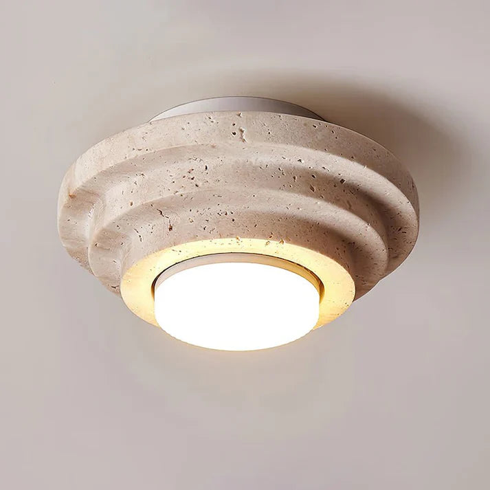 Plafondlamp Gele Travertin Warm Wit Licht