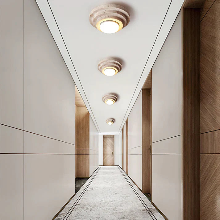Plafondlamp Gele Travertin Warm Wit Licht