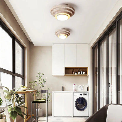 Plafondlamp Gele Travertin Warm Wit Licht