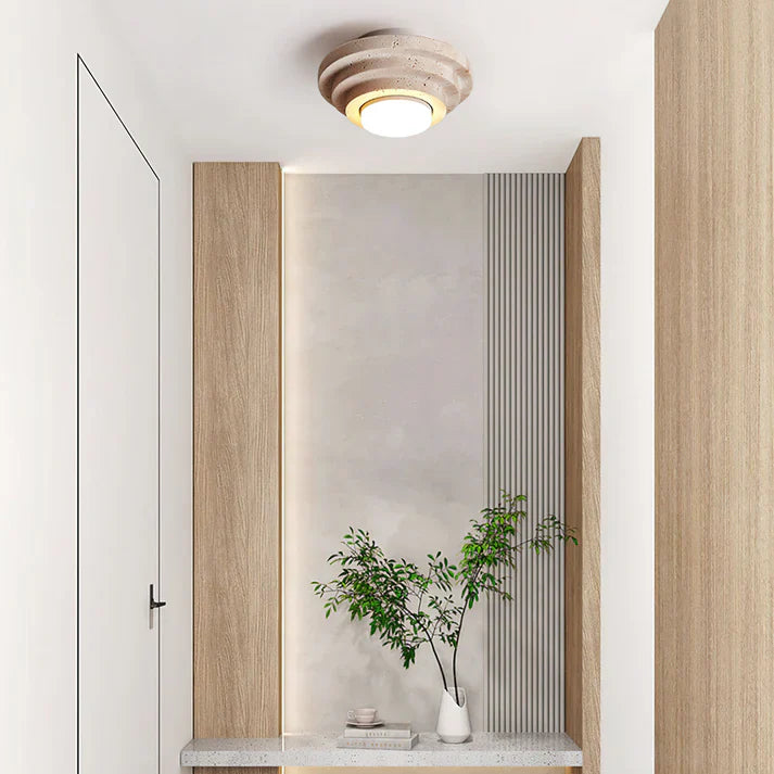 Plafondlamp Gele Travertin Warm Wit Licht