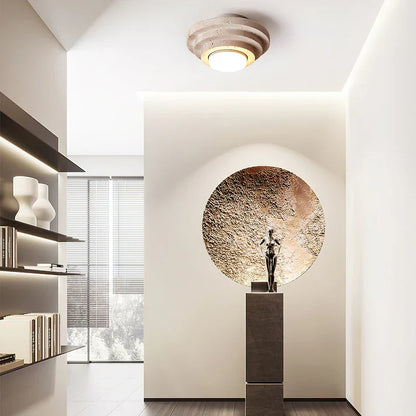 Plafondlamp Gele Travertin Warm Wit Licht
