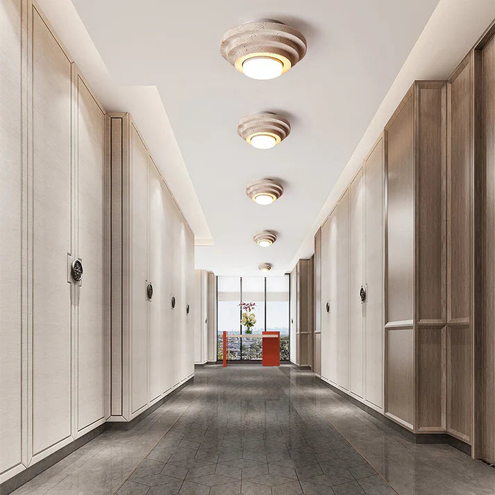 Plafondlamp Gele Travertin Warm Wit Licht