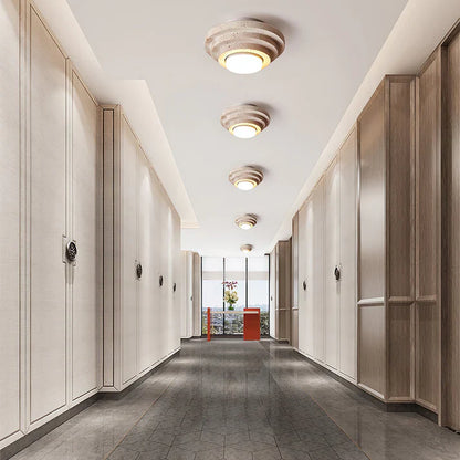Plafondlamp Gele Travertin Warm Wit Licht