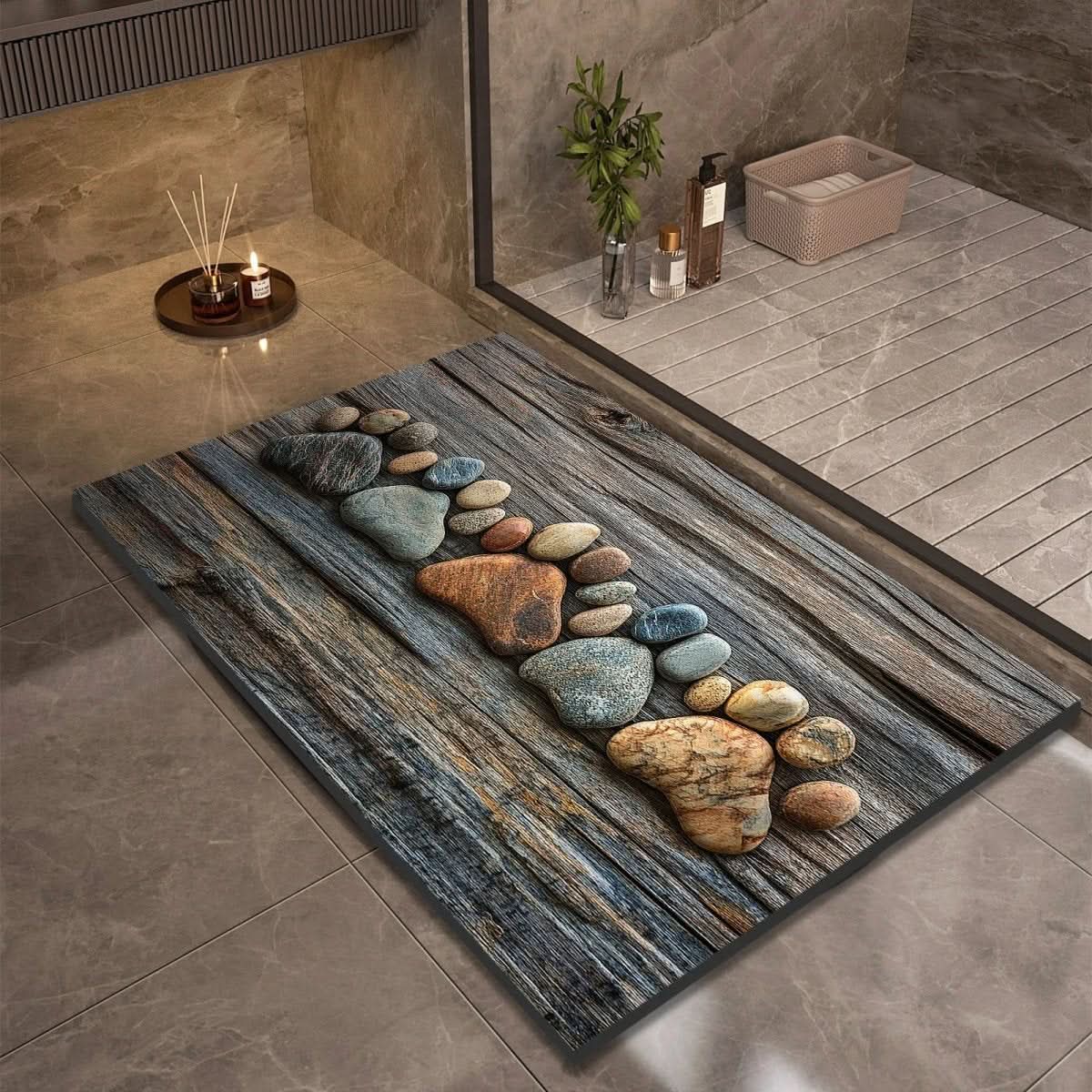 Badmat Sneldrogend Steenlook Antislip Hoge Absorptie