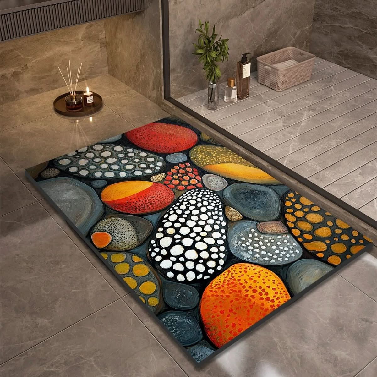 Badmat Sneldrogend Steenlook Antislip Hoge Absorptie