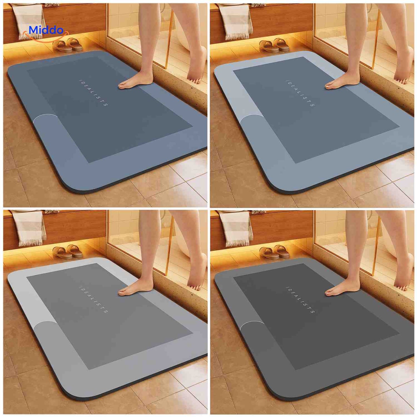 Badmat Sneldrogend Antislip Waterabsorberend voor Douche en Bad