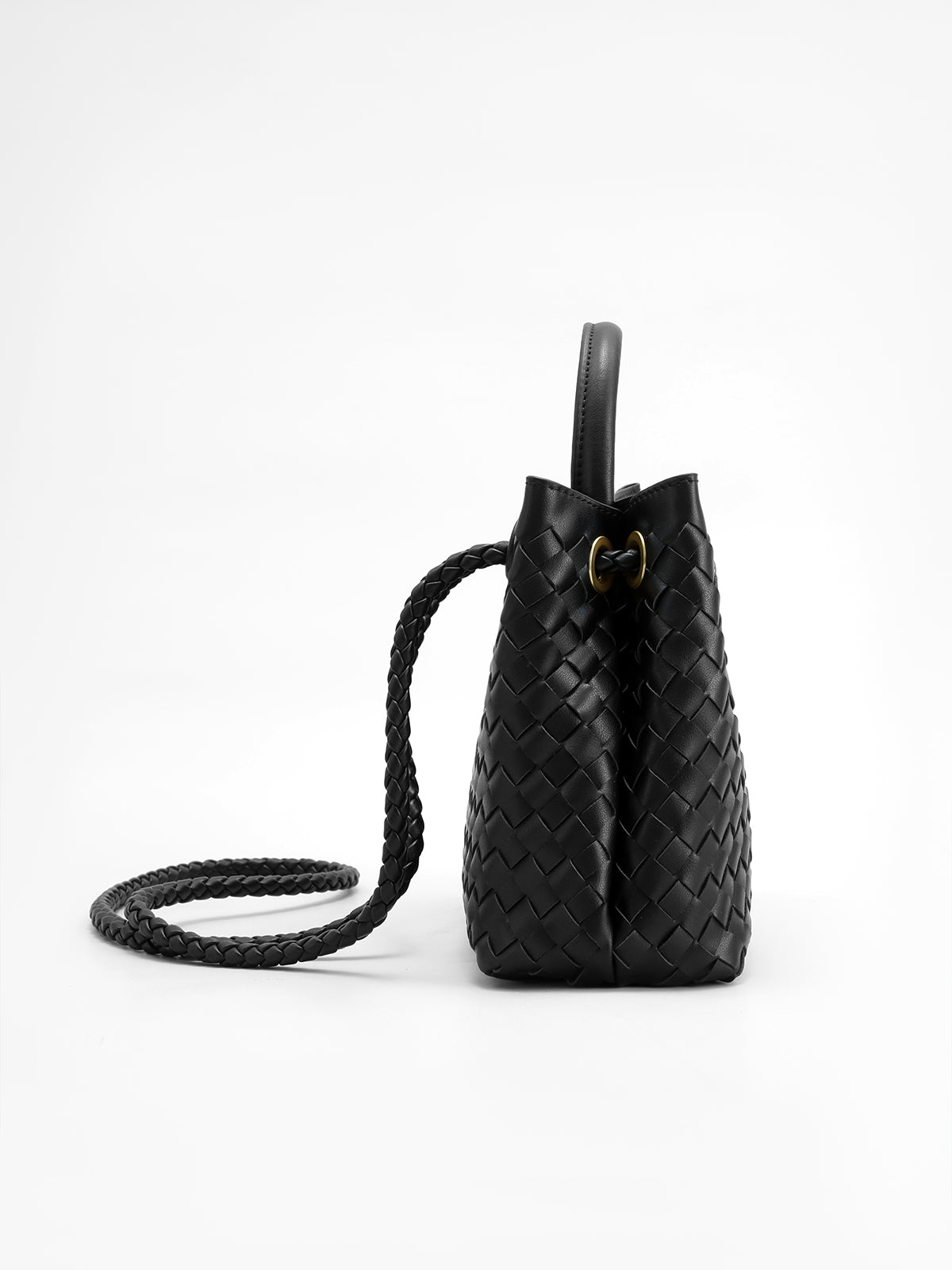 Dames Handtas Zwart PU Leer Met Metalen Versiering Een Maat